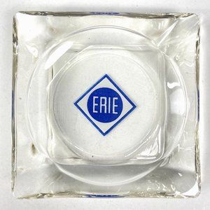 Erie RR Railroad Pennsylvania Vintage AshTray Glass Coaster Valet  Incense 420